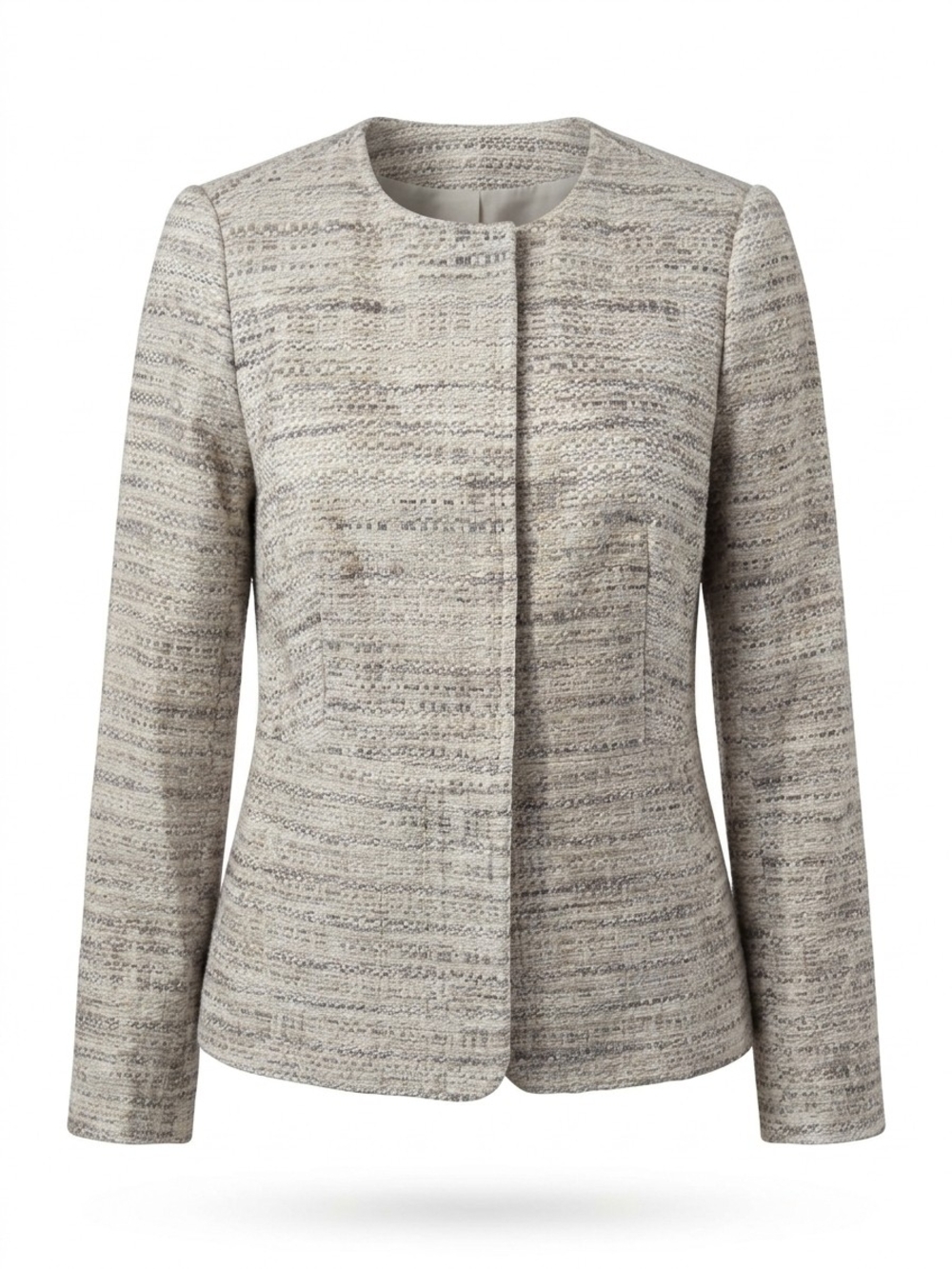 The Limited Cream Tweed Round-Neck Blazer